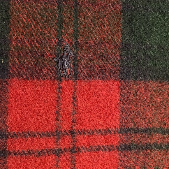 Ralph Lauren Blue Label 100% Lamb's Wool Dark Red/Green Plaid Scarf - Picture 6 of 6